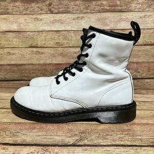 Dr. Martens White Leather Lace Up Boots